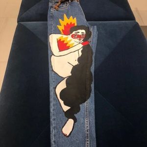 Unique painting Zara jeans